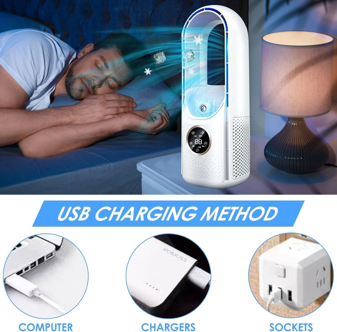 Bladeless Silent Portable Air Conditioner Home Office Cooler