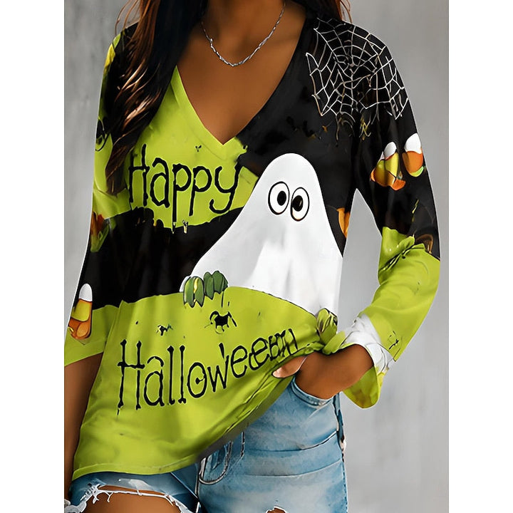 Sylvia | Women's Halloween Graphic V-Neck Top