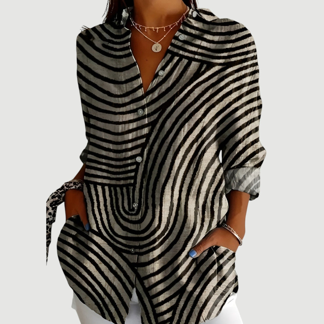 Women's Abstract Print Blouse Button Down Relaxed Fit