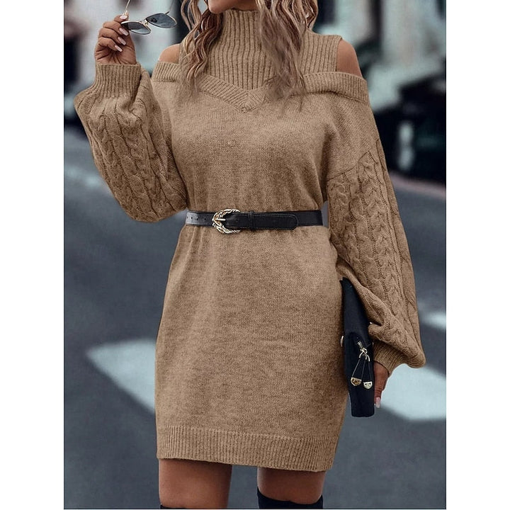 Melody | Women's Cold-Shoulder Roll Neck Jumper Dress