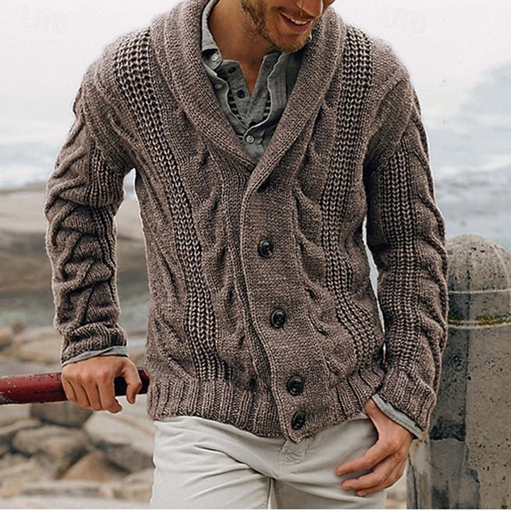 Wallace | Men's Cable Knit Shawl Collar Cardigan