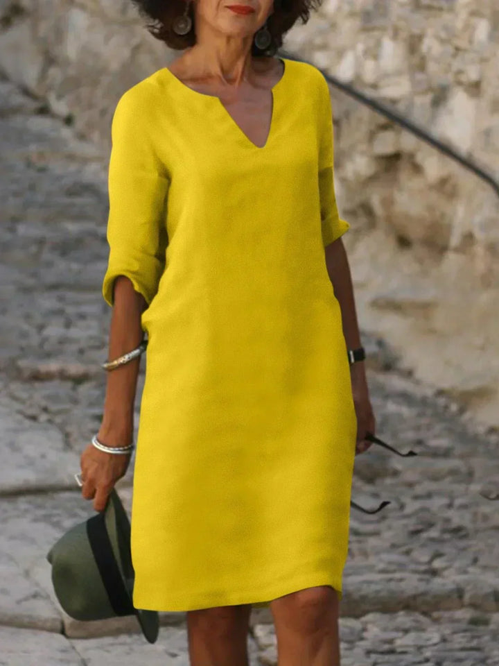 Women's V-Neck Pleated Midi Dress