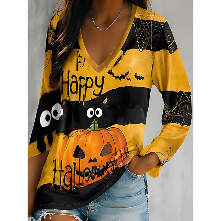 Sylvia | Women's Halloween Graphic V-Neck Top