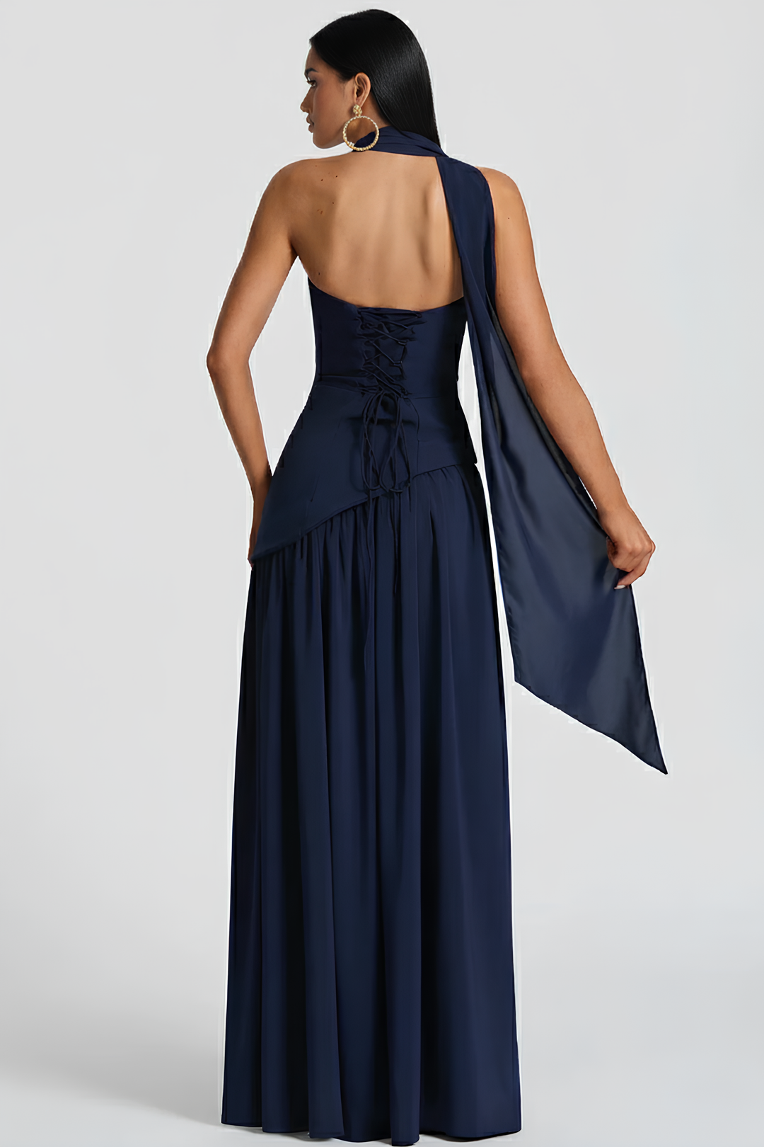 Women's Asymmetric Crepe Chiffon Dress