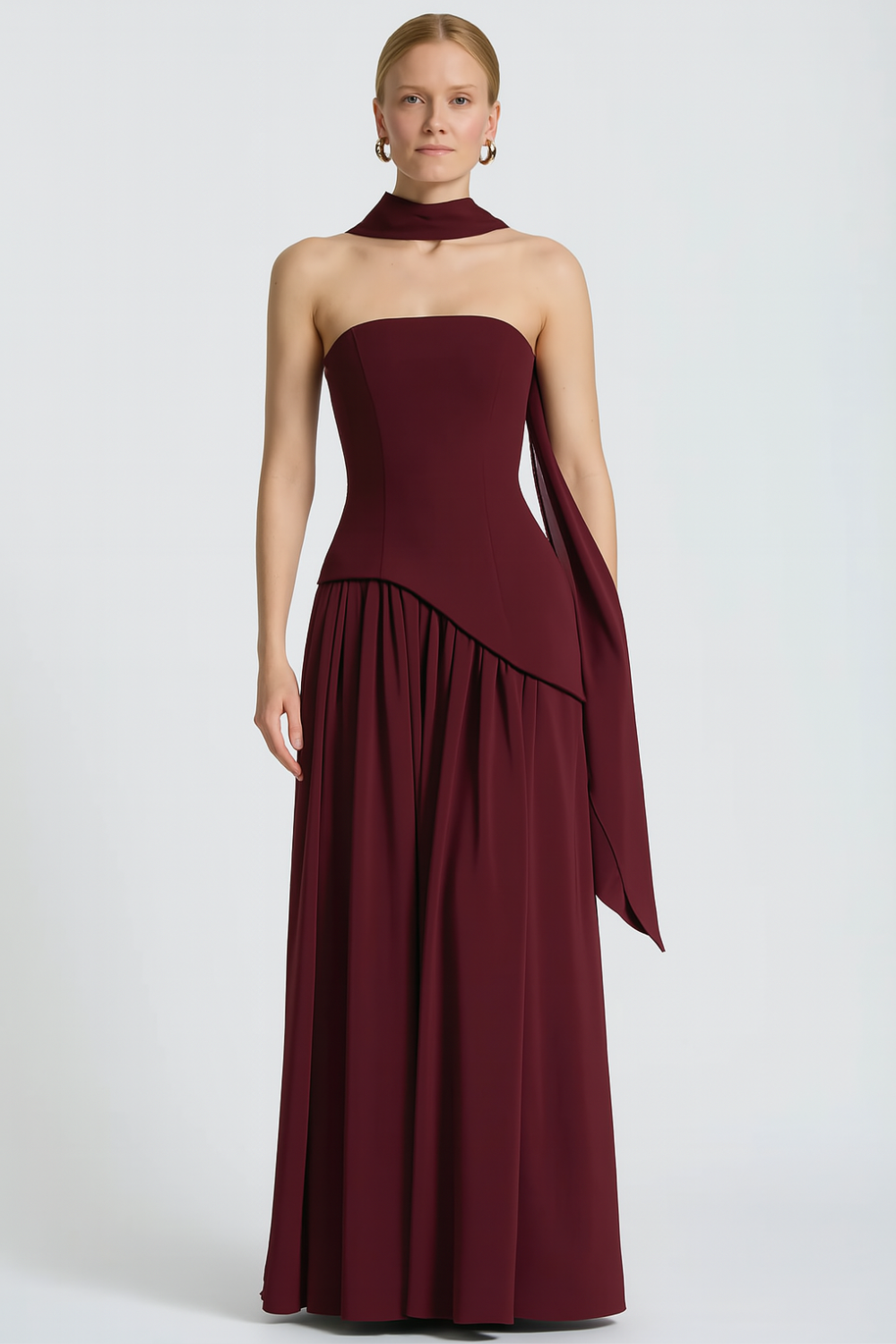 Women's Asymmetric Crepe Chiffon Dress