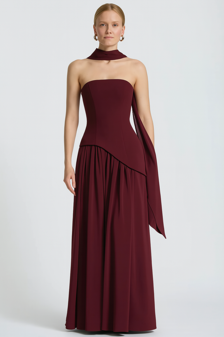 Women's Asymmetric Crepe Chiffon Dress