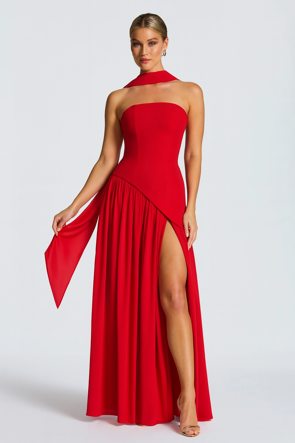 Women's Asymmetric Crepe Chiffon Dress