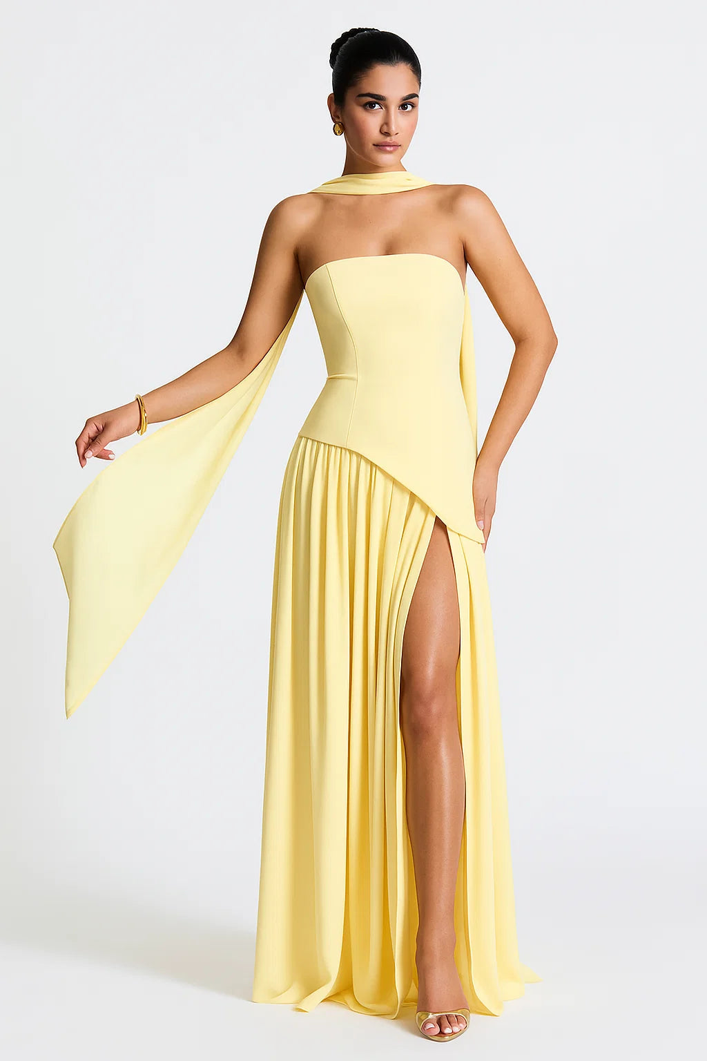Women's Asymmetric Crepe Chiffon Dress