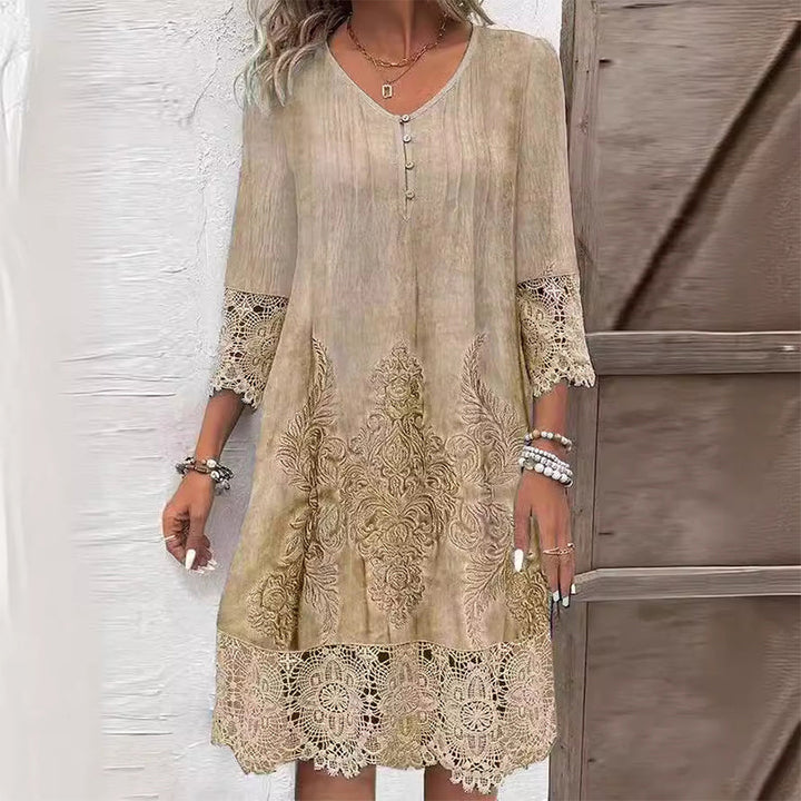 Women's Floral Embroidered Midi Dress