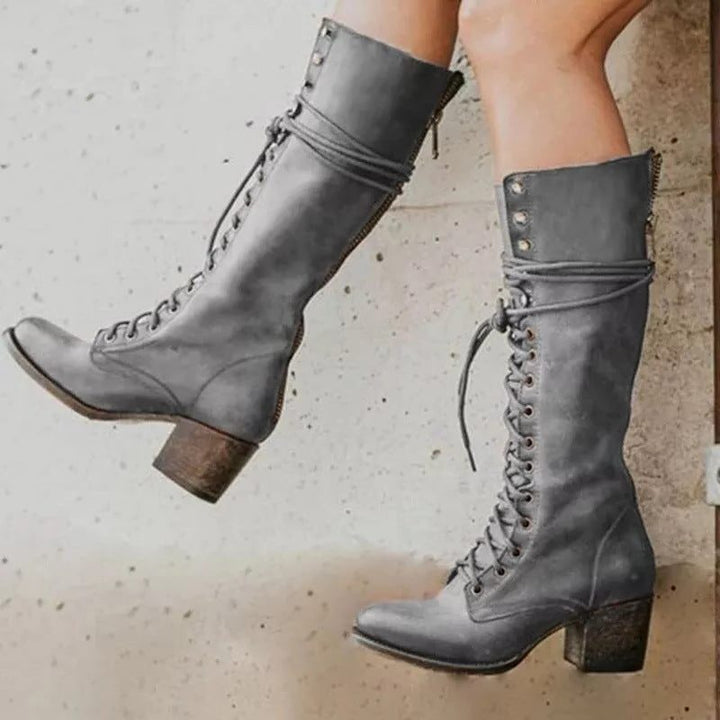 Darcy | Women's Knee-High Lace-Up Combat Boots