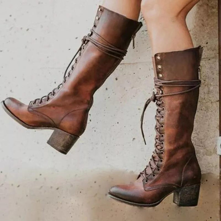 Darcy | Women's Knee-High Lace-Up Combat Boots