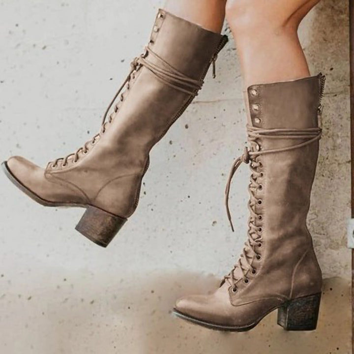Darcy | Women's Knee-High Lace-Up Combat Boots