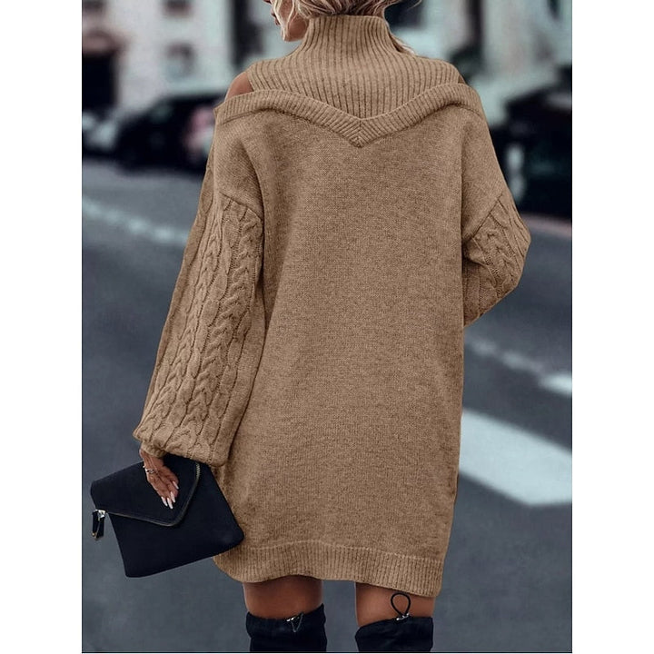 Melody | Women's Cold-Shoulder Roll Neck Jumper Dress