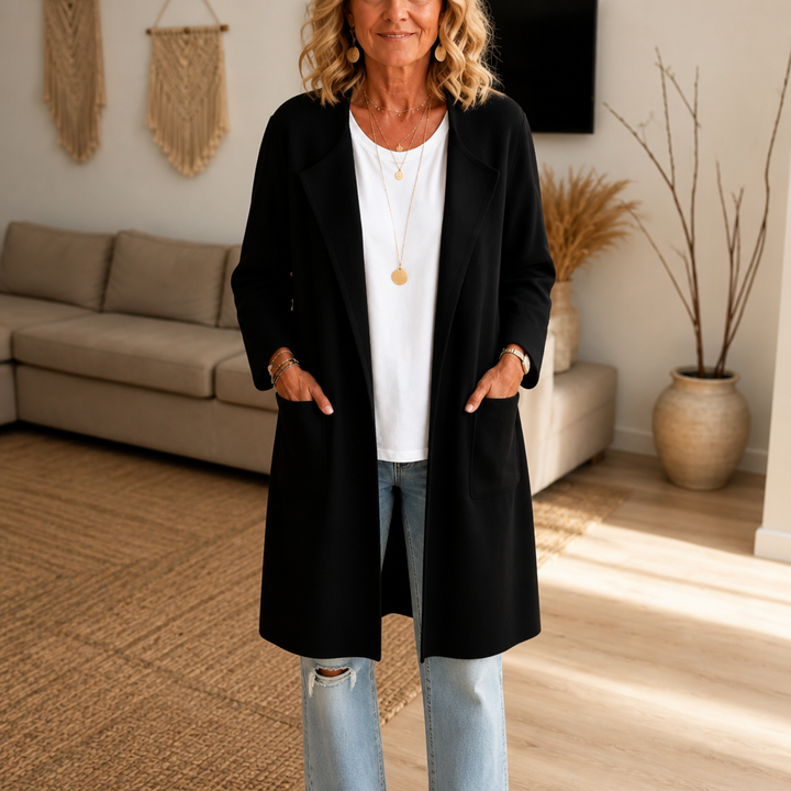 Nerissa | Women's Longline Open-Front Winter Coat with Pockets