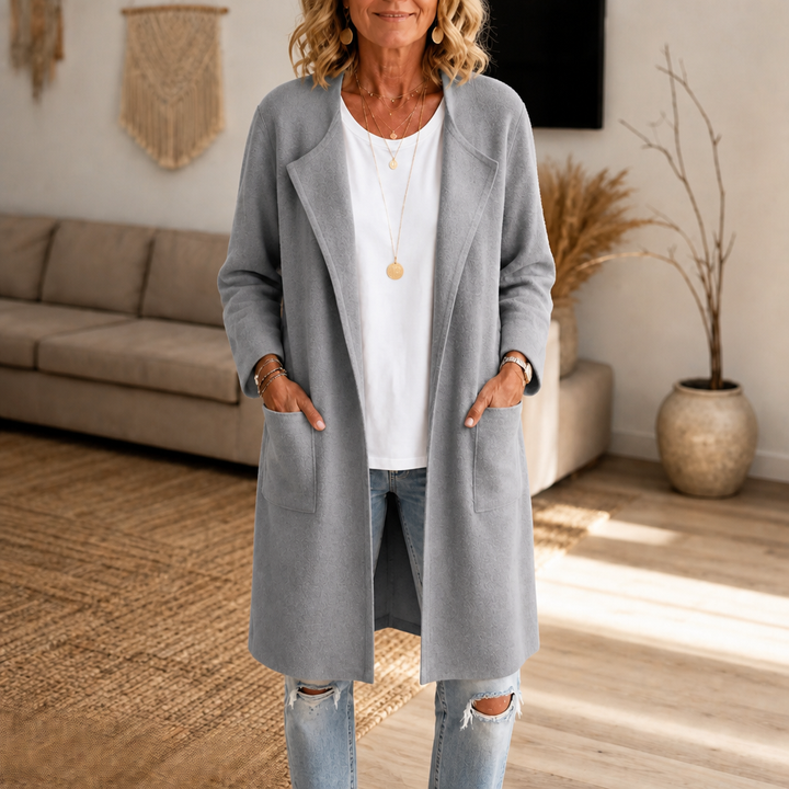 Nerissa | Women's Longline Open-Front Winter Coat with Pockets