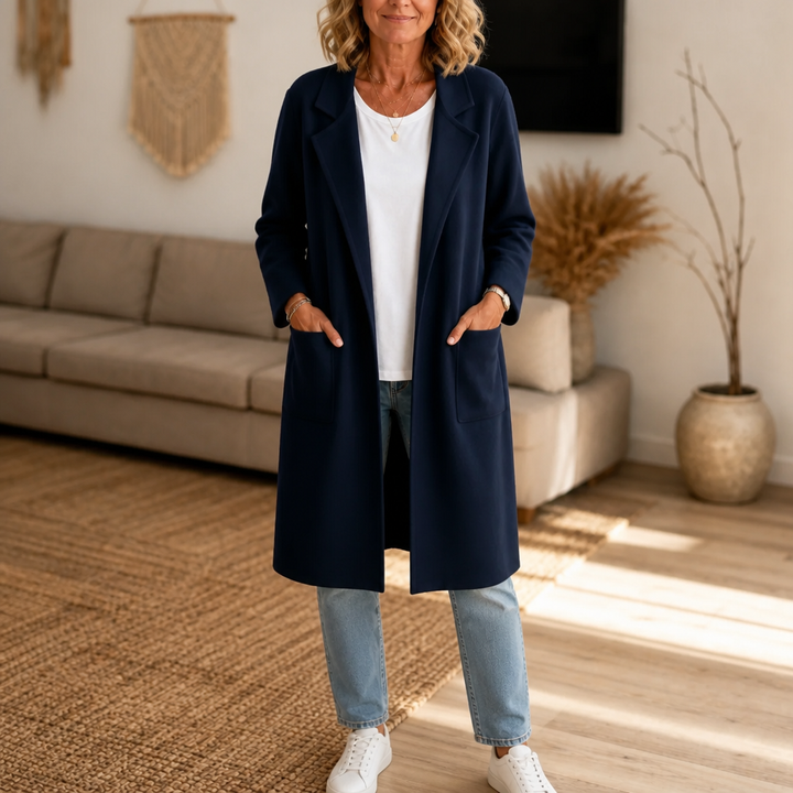 Nerissa | Women's Longline Open-Front Winter Coat with Pockets