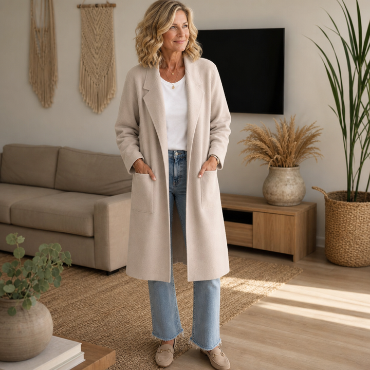 Nerissa | Women's Longline Open-Front Winter Coat with Pockets