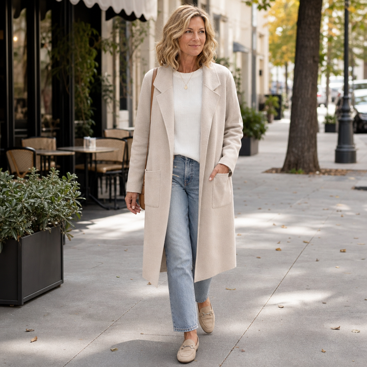 Nerissa | Women's Longline Open-Front Winter Coat with Pockets