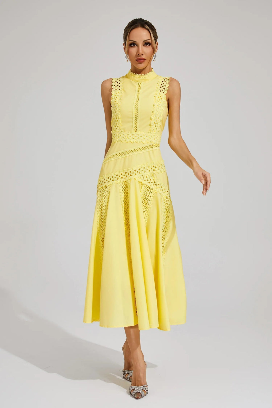 Women's Sleeveless Wedding Guest Midi Dress