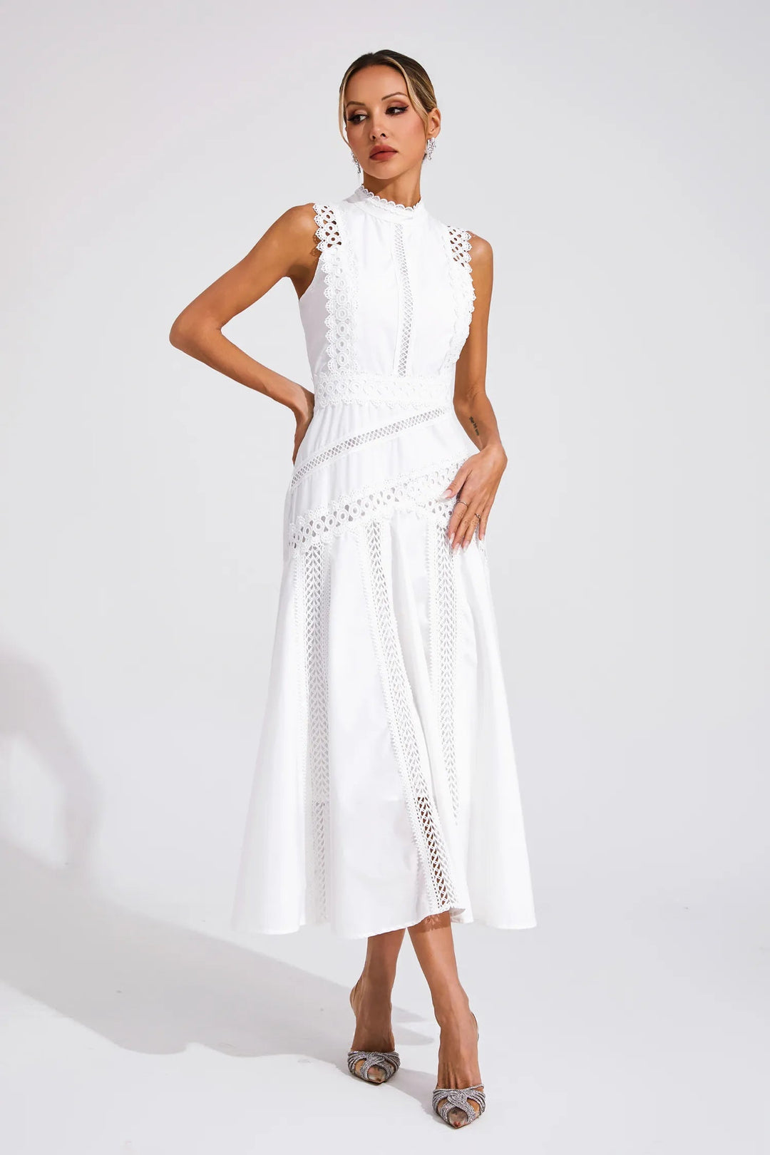 Women's Sleeveless Wedding Guest Midi Dress