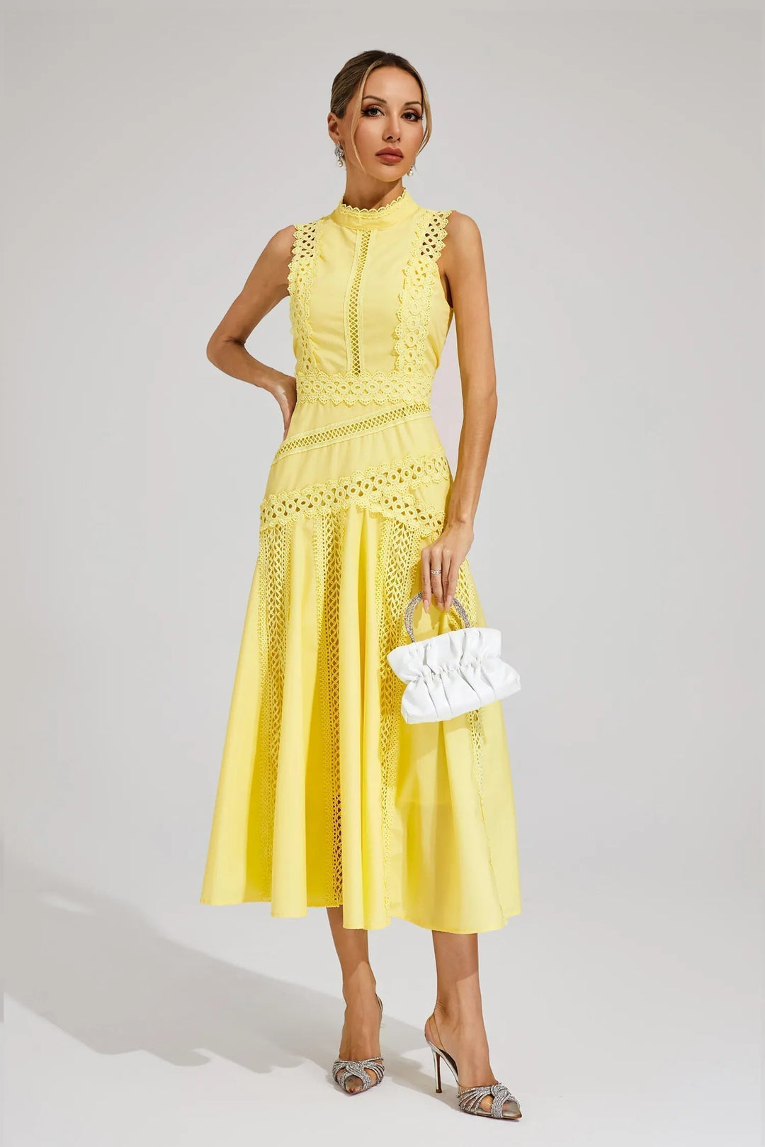 Women's Sleeveless Wedding Guest Midi Dress