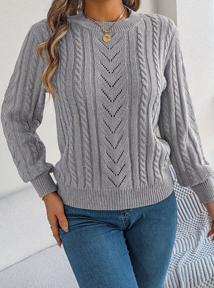 Ismay | Women's Cable Knit Openwork Crew Neck Jumper