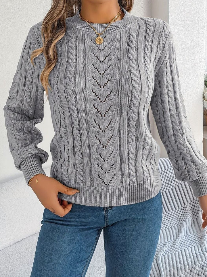 Ismay | Women's Cable Knit Openwork Crew Neck Jumper