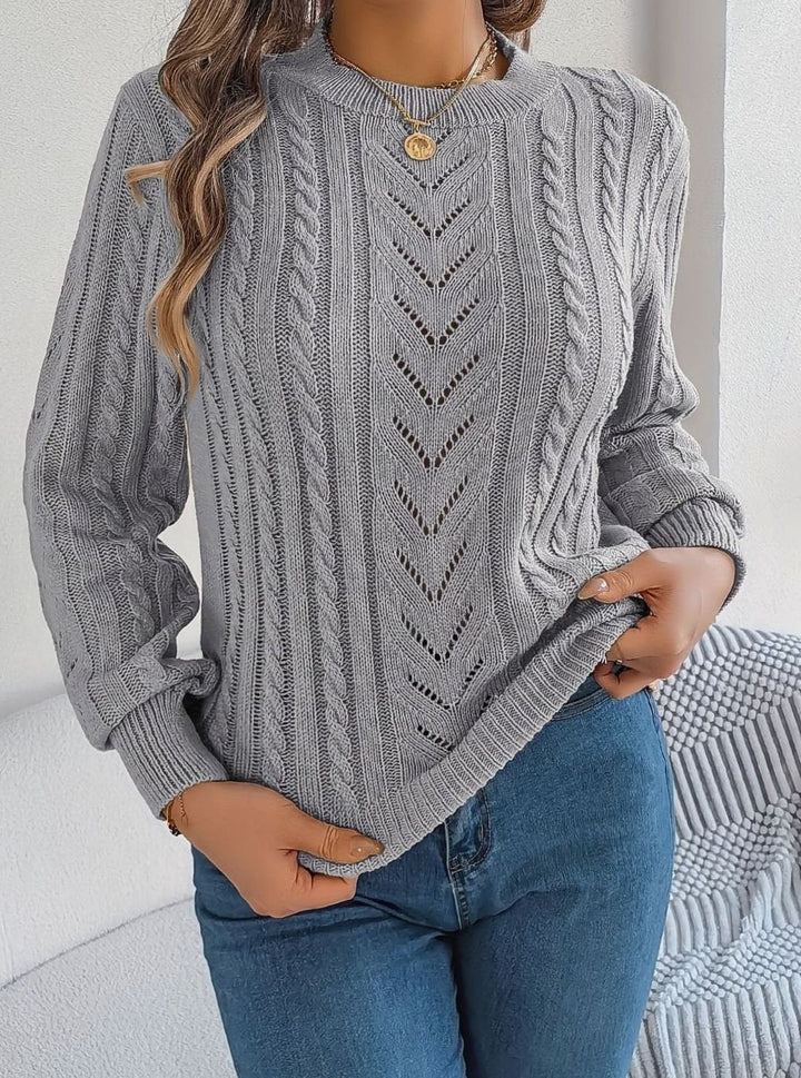 Ismay | Women's Cable Knit Openwork Crew Neck Jumper