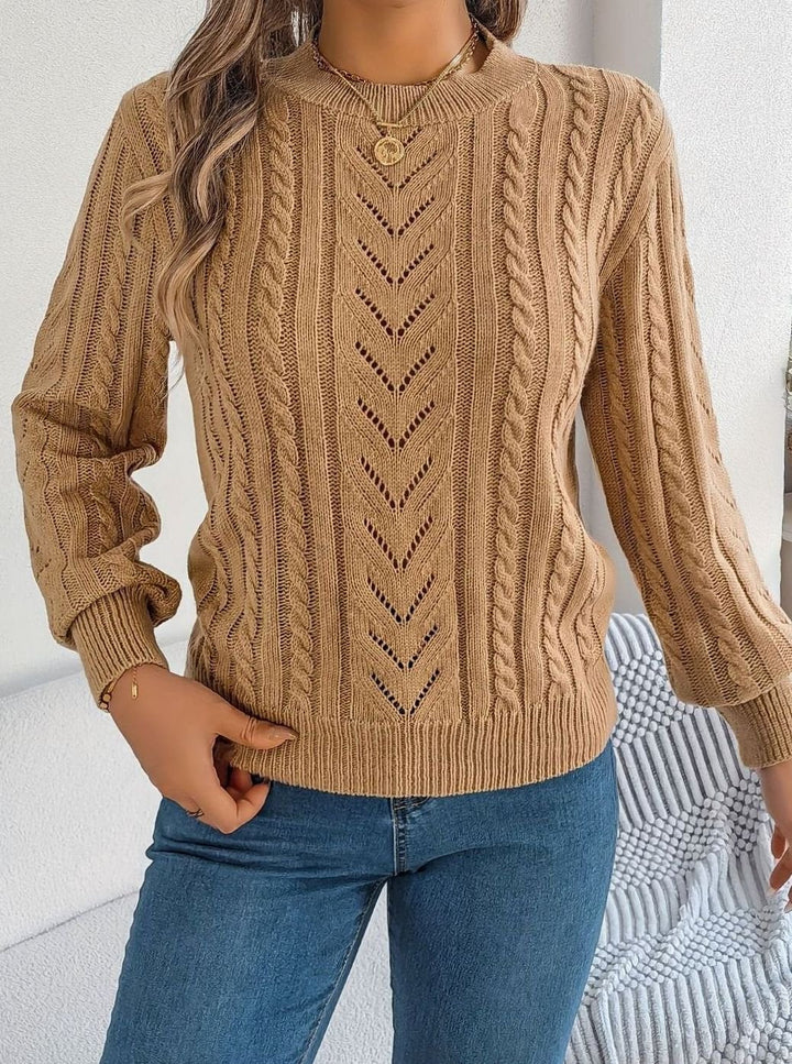 Ismay | Women's Cable Knit Openwork Crew Neck Jumper