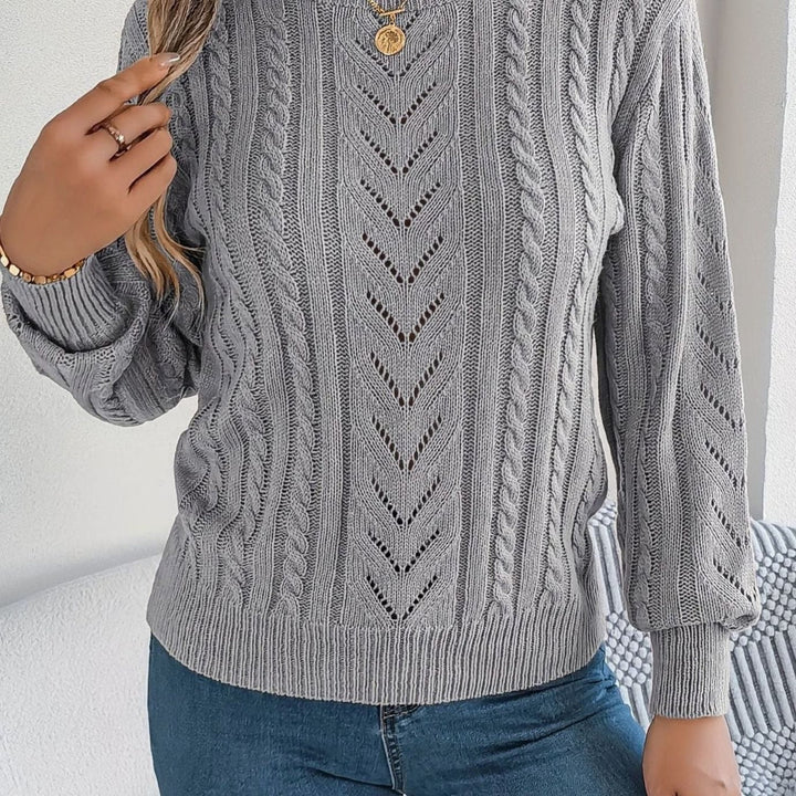 Ismay | Women's Cable Knit Openwork Crew Neck Jumper