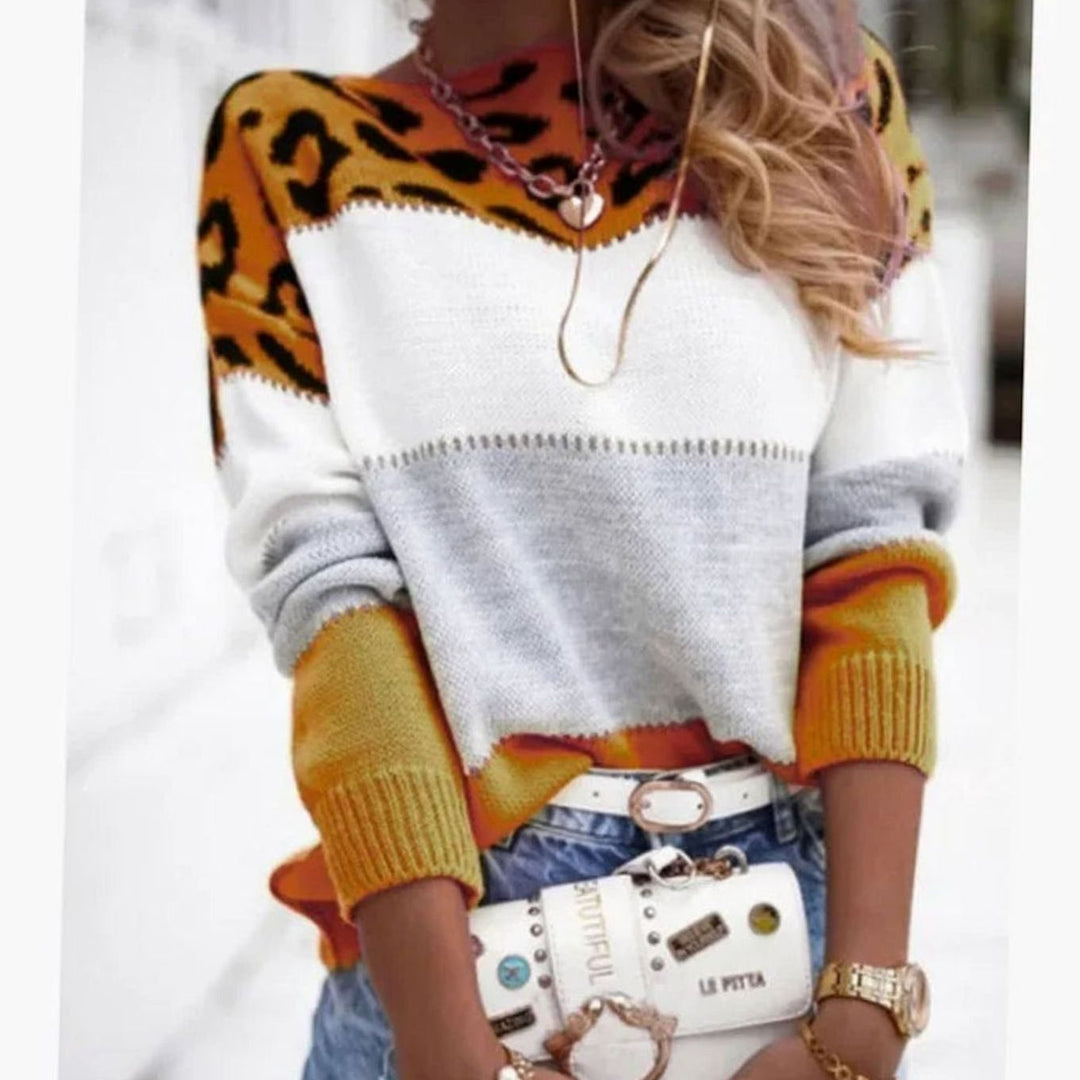 Minerva | Women's Leopard Print Cashmere-Blend Roll Neck Jumper