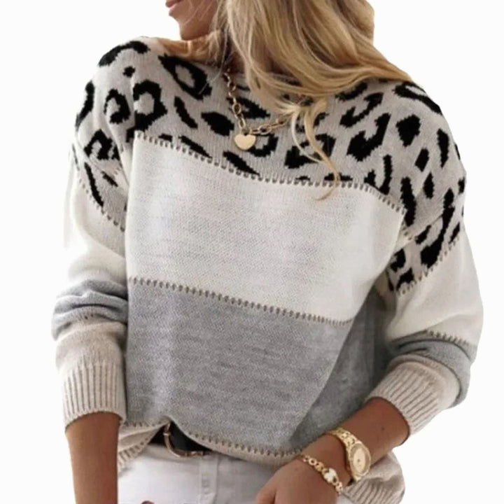 Minerva | Women's Leopard Print Cashmere-Blend Roll Neck Jumper
