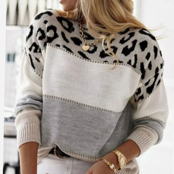 Minerva | Women's Leopard Print Cashmere-Blend Roll Neck Jumper