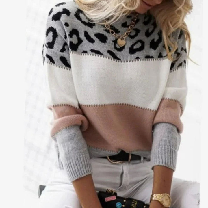 Minerva | Women's Leopard Print Cashmere-Blend Roll Neck Jumper