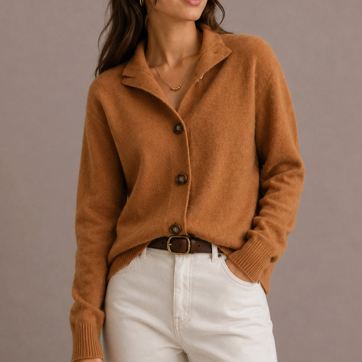 Sybella | Women's Collared Button-Up Relaxed Knit Cardigan