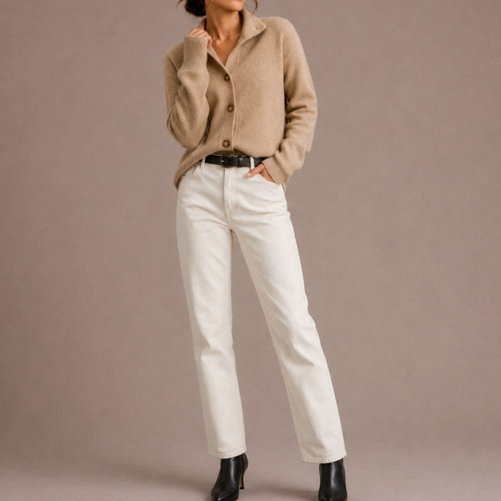 Sybella | Women's Collared Button-Up Relaxed Knit Cardigan