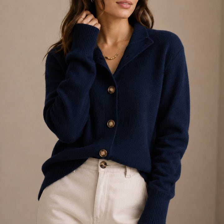 Sybella | Women's Collared Button-Up Relaxed Knit Cardigan