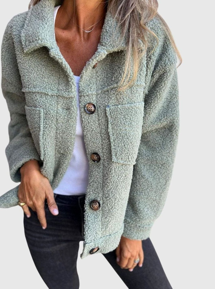 Mairwen | Women's Sherpa Teddy Fleece Button-Up Jacket