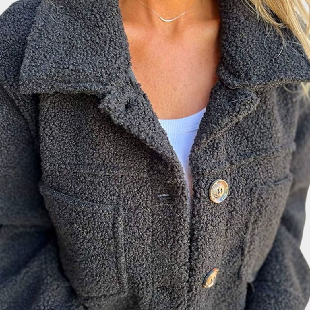 Mairwen | Women's Sherpa Teddy Fleece Button-Up Jacket