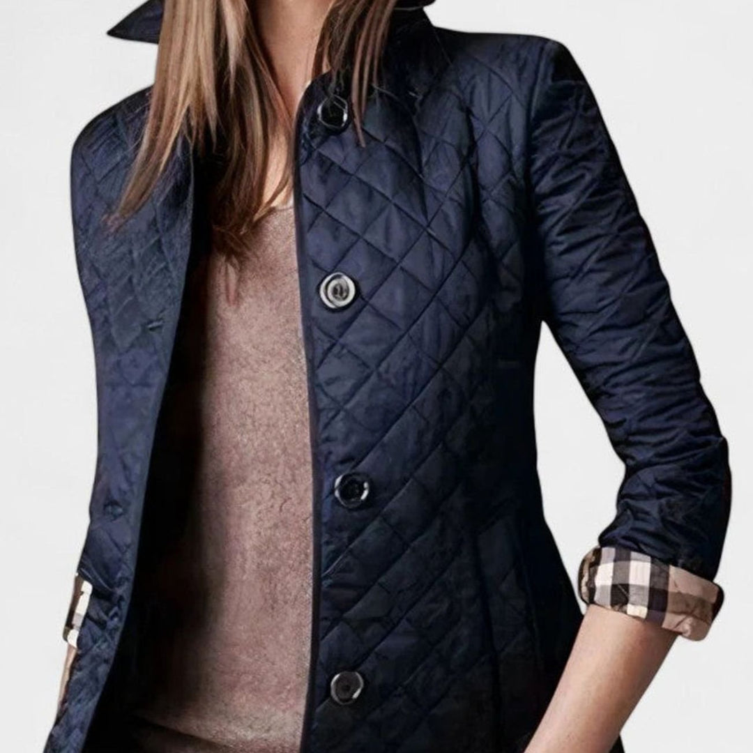 Rhoswen | Women's Tailored Diamond Quilted Button-Up Jacket