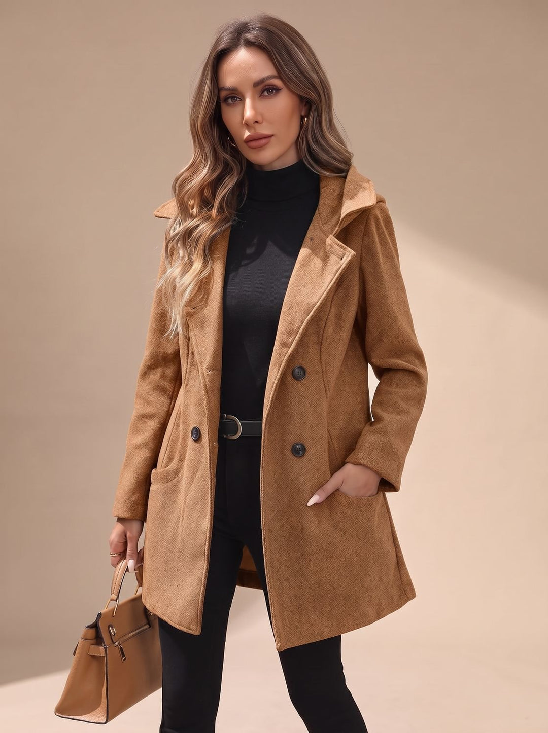 Twyla | Women's Double-Breasted Wool-Blend Coat with Lapels
