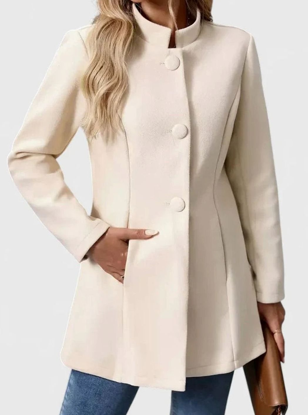Hester | Women's Tailored Stand Collar Button-Front Coat