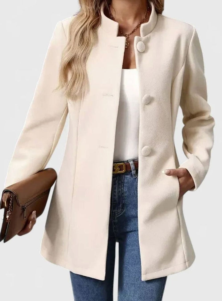 Hester | Women's Tailored Stand Collar Button-Front Coat
