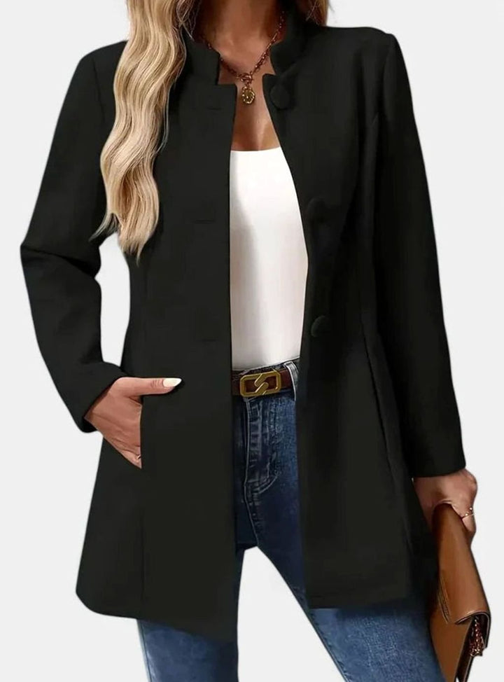 Hester | Women's Tailored Stand Collar Button-Front Coat