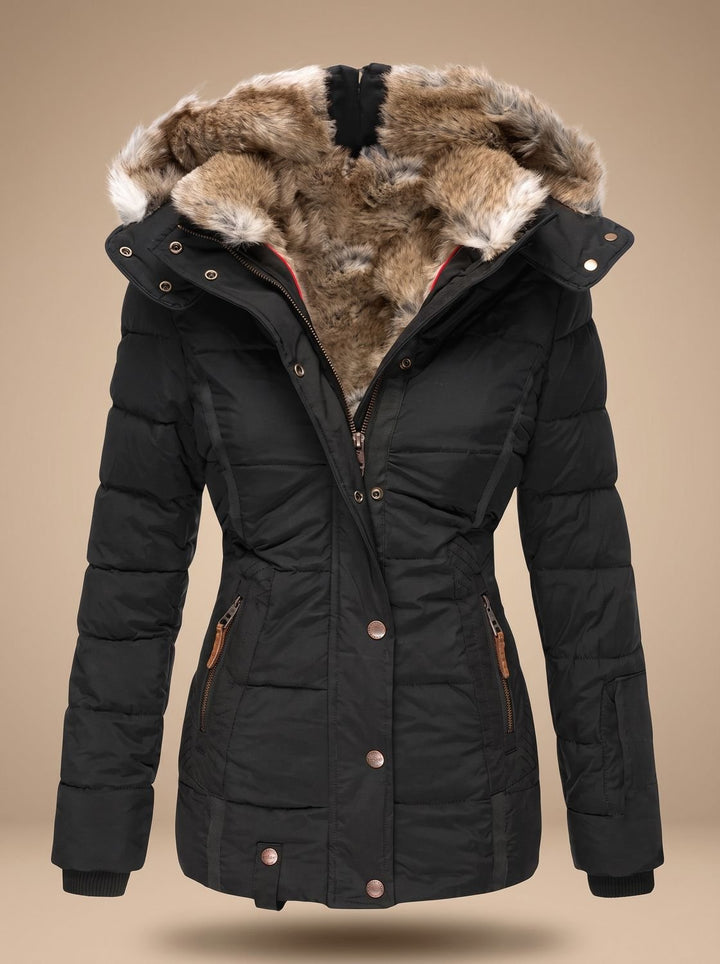 Elspira | Women's Faux Fur Hooded Quilted Fitted Puffer Coat