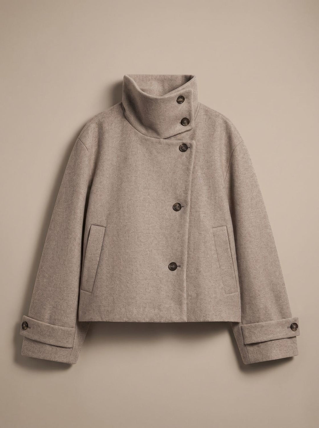 Linnet | Women's Short Wool-Blend Stand Collar Button-Up Coat