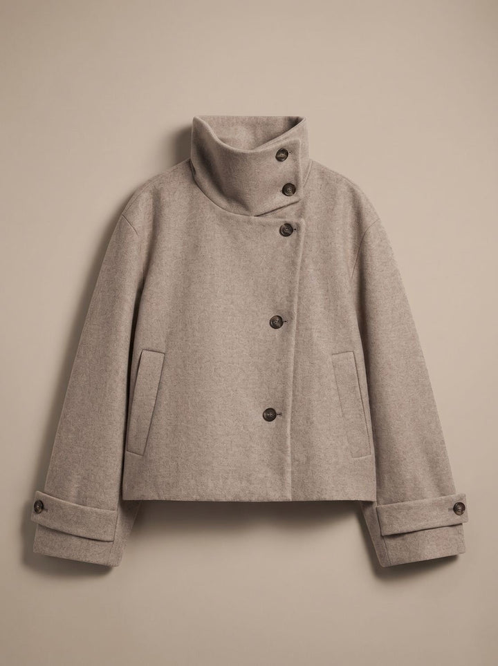 Linnet | Women's Short Wool-Blend Stand Collar Button-Up Coat
