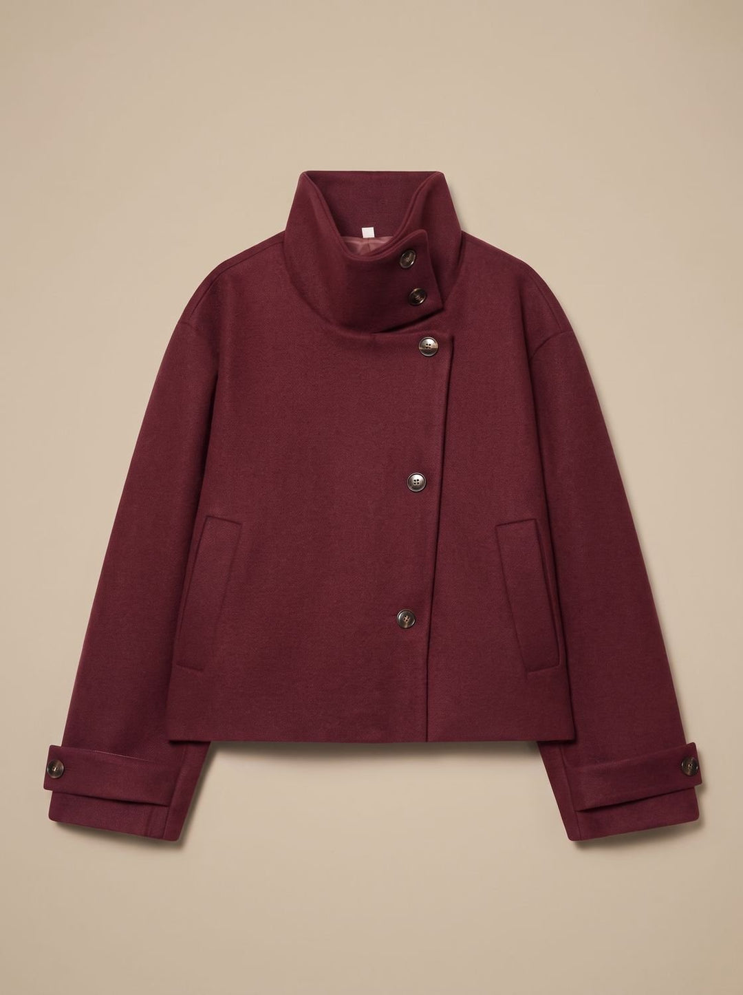 Linnet | Women's Short Wool-Blend Stand Collar Button-Up Coat