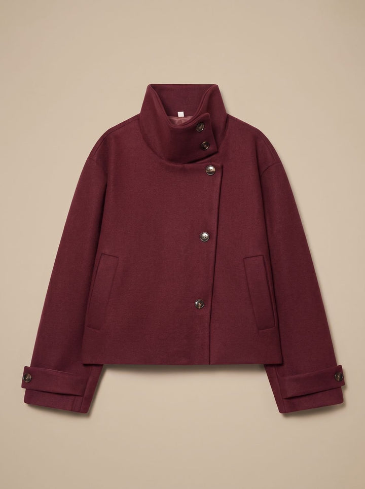 Linnet | Women's Short Wool-Blend Stand Collar Button-Up Coat