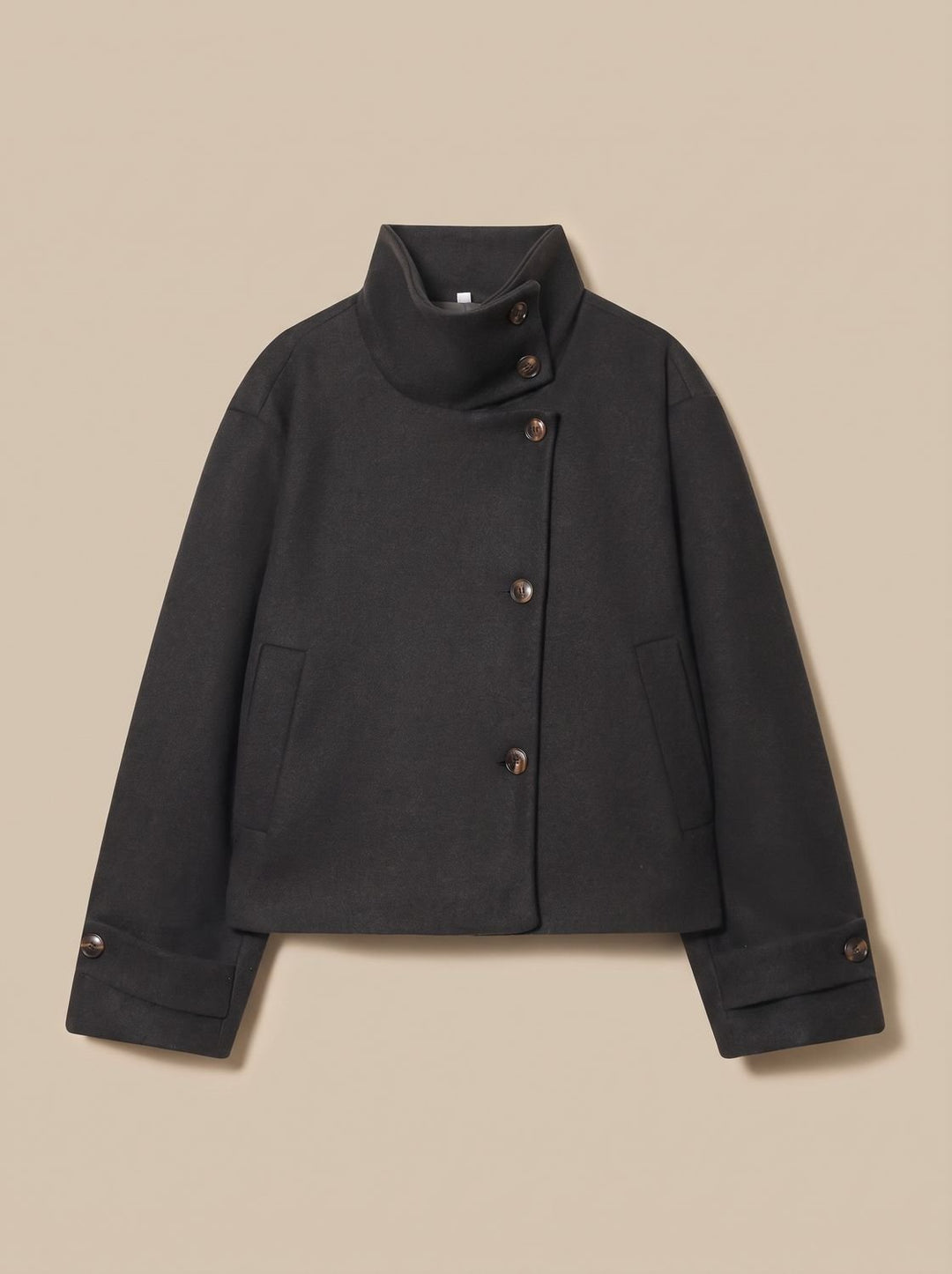 Linnet | Women's Short Wool-Blend Stand Collar Button-Up Coat